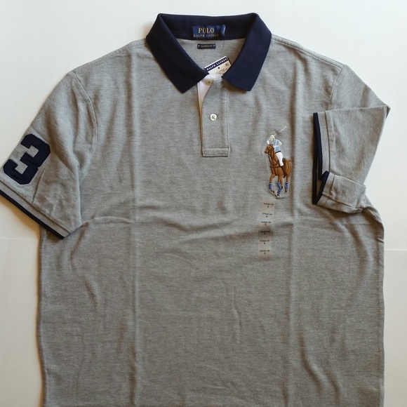 NEW Men Ralph Lauren Polo Shirt Heather Gray - Picture 2 of 5